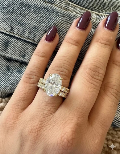 Ovaler luxus diamant ring set - diamant,