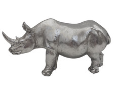 Deko Figur Nashorn Rhinozeros antik silber glänzend Dekoobjekt Skulptur Statue 3