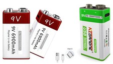 1-4x 9V Block Akku lithium-ionen poly.Battery 1800-6900mAh 1200 p.USB w.aufladb.