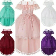 Mädchen Kleid Schlepp Prinzessin Röcke Applikationen Schleife Kristall Party Ballkleid