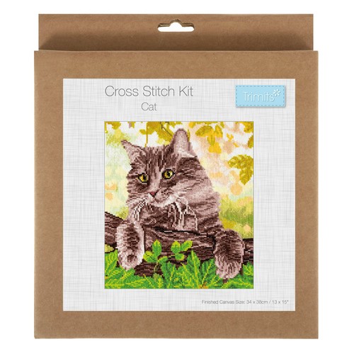 Katze kreuzstich set - set, borten