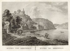 St. Goar Rheinfels Original Kupferstich Roux 1826