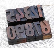 0-9 Zahlen 36mm Holzlettern Lettern Stempel Holz Zahl letterpress wood type typo