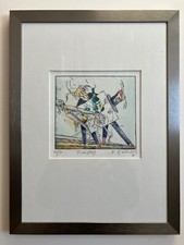 Bernd Kastenholz "Tischstreit" kolorierte Radierung 48/90 handsigniert