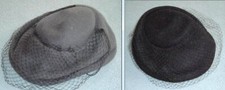 2 x alter Damenhut schwarz u. grau Vintage Hut Filz mit Netz