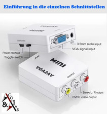 Konverter Box VGA zu AV Cinch / VGA auf RCA 1080p S-Video Audio + USB Stromkabel