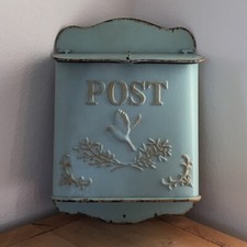 Briefkasten POST Shabby Chic Vintage Landhaus Antik Metall Türkis blaugrün 35x24