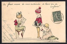 Künstler-AK sign. M. L. Maitrejean: Drei Kinder mit einer Puppe 1919 