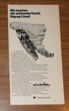 Seltene Werbung HAPAG-LLOYD Wir machen die weltweite Fracht Containerschiff 1973
