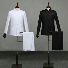 Herren Zhongshan Einzel Reiher Anzug Traditionell Chinesisch Tunika Blazer Jacke