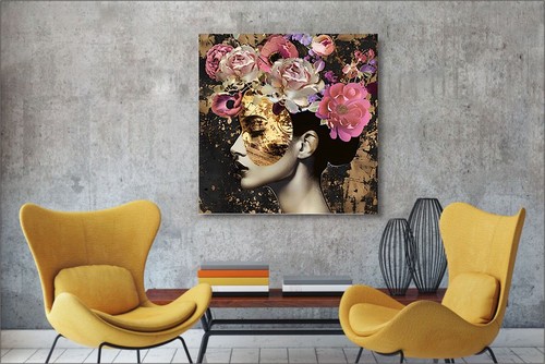 Glasbild frau mit roter brille - mit,