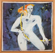 Elvira Bach Unikat auf Leinwand handsigniert datiert 1990 27 x 28 cm