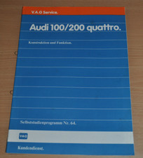 Selbststudienprogramm SSP 64 Audi 100 200 Quattro Konstruktion und Funktion