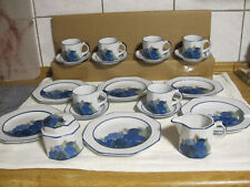 Teeservice blau/weiß, 8eckig, 6 teilig, spülmaschinenfest