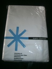 4 tlg. Mako Damast Bettwäsche 130 x 200 Blätter weiß Baumwolle Aussteuer OVP