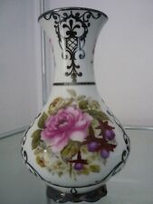 Tischvase Silver Overlay Floral Vintage Porzellan 17,5cm  ARTLYNSA Original Vase