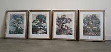 4x Gemälde Aquarell gerahmt original Brita Schwarz sehr schön Bäume 42,5x33,5 cm