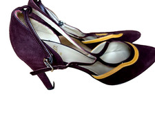 Riehmchen Pumps von Elegance Paris aubergine ocker Wildleder 50er retro 37