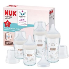 NUK Perfect Match Glas-Babyflaschenset |Ab 6 Mon. Temperature Control | 4 Anti-C