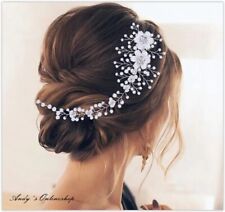 Braut Haarschmuck Haargesteck Dame Hochzeit Kopfschmuck Perlen Silber Gold