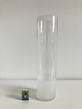 Große vintage Vase Zylinder Glas matt und transparent 1990er Jahre