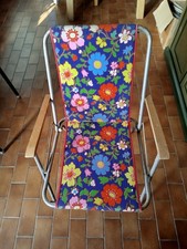 Campingstuhl klappbar Camping Blumenmotiv Alu Holzarmlehne DDR VEB Ostalgie
