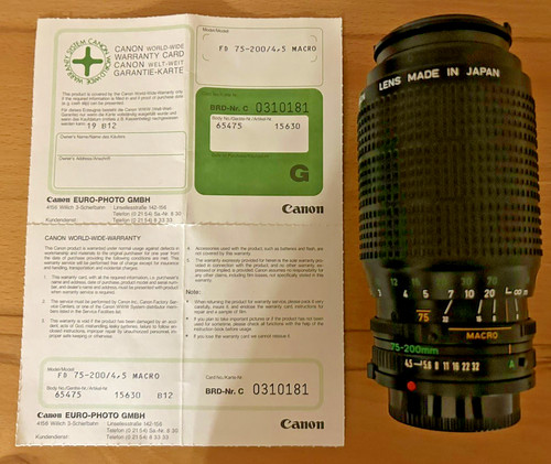 Canon zoom lens 200mm - fd, 75-200mm