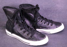Converse All Star Classic Hi Chucks Sneaker Gr. 36,5 Leder schwarz Nieten BC834