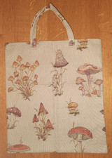 Stofftasche Einkaufstasche Stoffbeutel * Handmade * beige mit Pilze Waldpilze