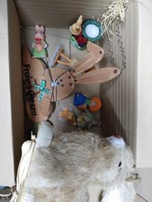 Osterhasen Set Osterhase zum aufhängen aus Stroh? + aus Holz - Ostern - Wandbild