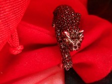 Toller Designer Panther/Jaguar Ring Zweifinger Ring mit 291 Mosambik Granate