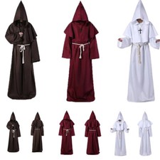 Halloween Herren Mönch Robe Umhang Capes Bruder Mittelalterliche Priester Kostüm