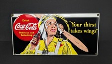 Coca Cola / Blechschild /Your thirst takes wings/ Alt /36,5 x 18cm Ande Rooney✔️