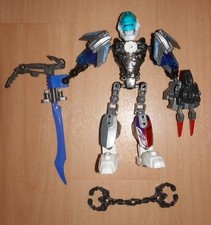 Lego Bionicle Hero Factory Heroes blau-silber  mit 2 Waffen + Kette Gebraucht