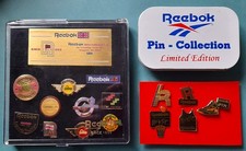 20 Pins von REEBOK : 3 Konvolute mit Klarsicht-Box und Blechschachtel ! RARITÄT
