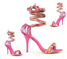 Rosa Sandalen Riemchen High