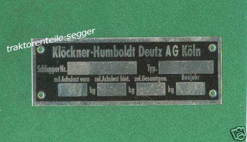 Typenschild deutz serie 05 - typenschild,