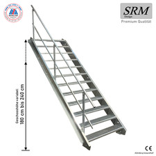 12 Stufen Stahltreppe Breite 60-160cm Geschosshöhe 180-240cm Geländer einseitig