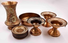 Konvolut Kupfer Schale Kerzenständern Untersetzter Design