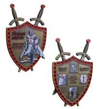 MEDAILLE -  RITTER / TEMPEL / SCHWERT / SCHILD / RÜSTUNG - BRONZE - KOLORIERT