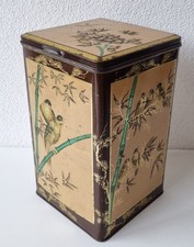 Tolle geprägte Jugendstil Blechdose - Vögel auf Bambus - Lithografiert um 1900