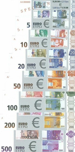 500 euro specimen - -, specimen-set