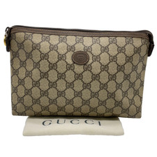 Gucci GG Clutch Bag Tasche Supreme PVC Leder Beige Staubbeutel Original