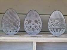 Osterdeko Ostereier Metall Aufsteller 3 er Set 11,5x6xH15cm
