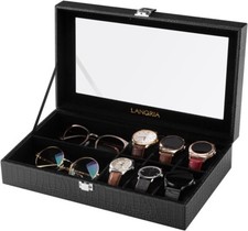 LANGRIA Uhren und Brillen Aufbewahrungsbox mit Deckel abschließbar Uhrenbox