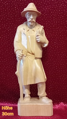 Holzfigur bauer mit pfeife - holzfigur,