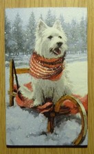 Deko HDF - Tiere Natur Schnee Winter Hund Schlitten Wolle Malteser West Terrier