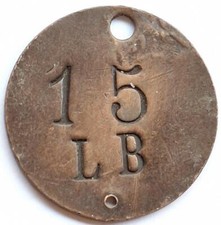Plakette/Wertmarke/Token, 15 LB, unbekannte Herkunft, Kupfer