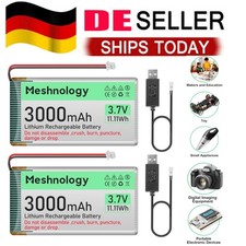 2x 3,7 V 3000 mAh LiPo-Akku wiederaufladbar Lithium-Polymer-Akku mit USB-Ladekab