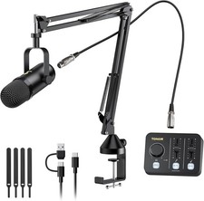 TONOR Podcast Equipment Bundle, Audio Mixer mit dynamischem Mikrofon und Auslegerarm